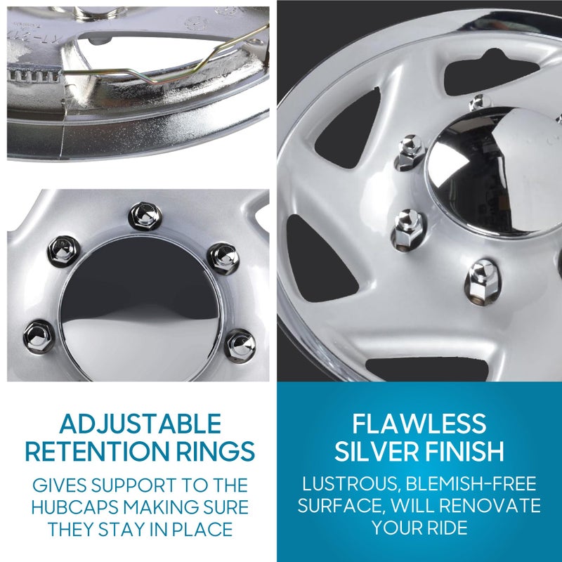 BDK 4-Pack Premium 16" Wheel Rim Cover Hubcaps OEM Style Replacement for Ford E150 E250 E350 Econoline F-150 F-250 F-35 F-250 F-350, Snap On Car Truck SUV Hub Cap - 16 Inch Set - Image 4